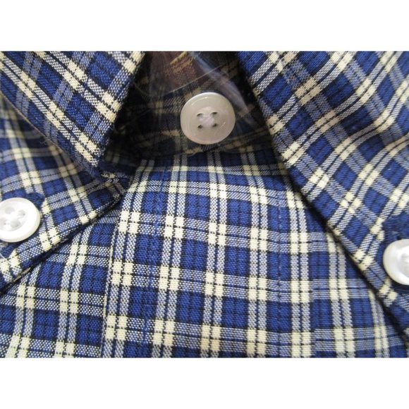 Mens Saddlebred Easy Care Navy Yellow Windowpane Mini Check XXL Shirt New - Picture 8 of 12